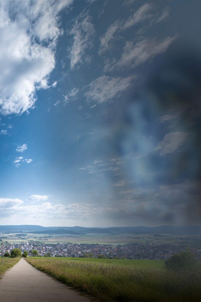 Landschaftsbild aus Sicht mit Grüner Star Symptomen